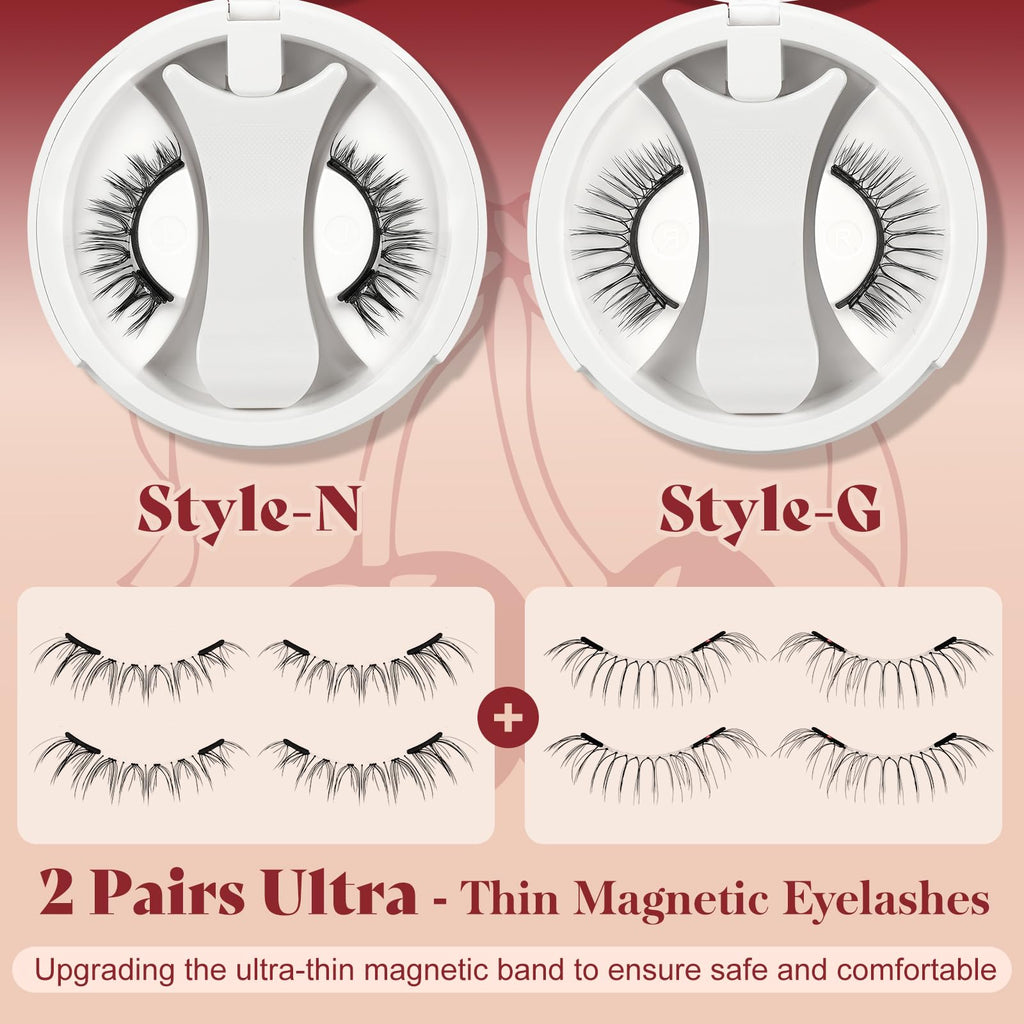 Higu Clace Magnetic Eyelashes with Applicator — 2 Pairs, No Glue, Reusable Magnetic Lashes, Natural Look