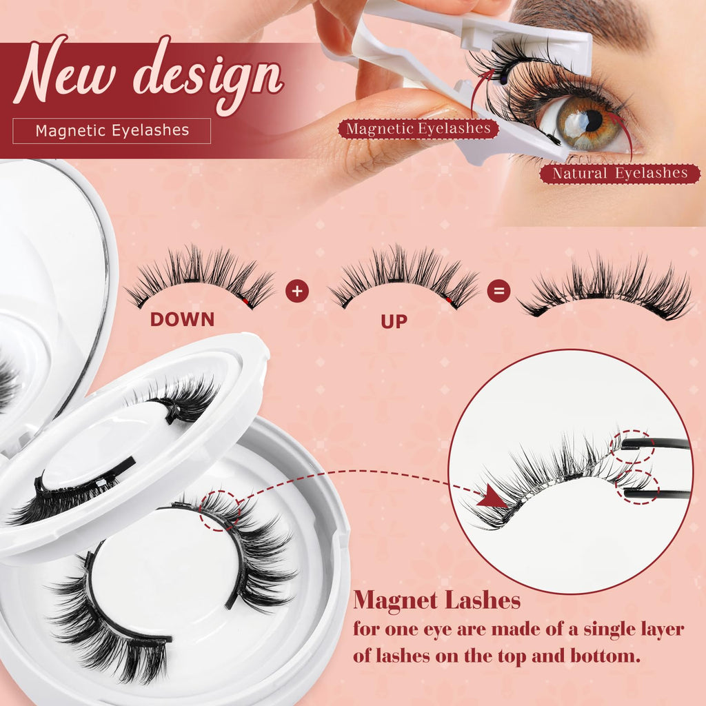 Higu clace Magnetic-Eyelashes: 2 Pairs with Applicator, No Glue, Natural Look
