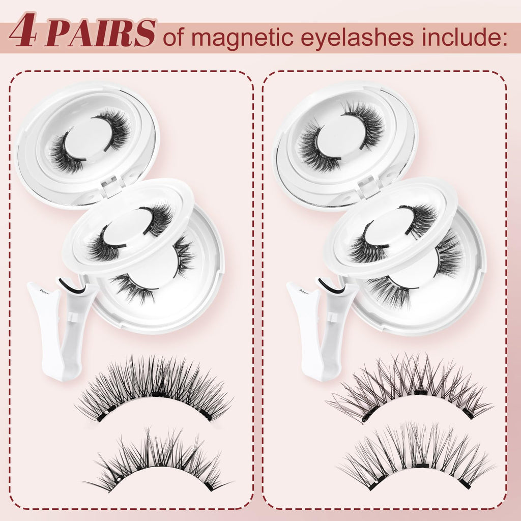 Higu clace Magnetic Eyelashes with Applicator — 4 Pairs, Natural Look
