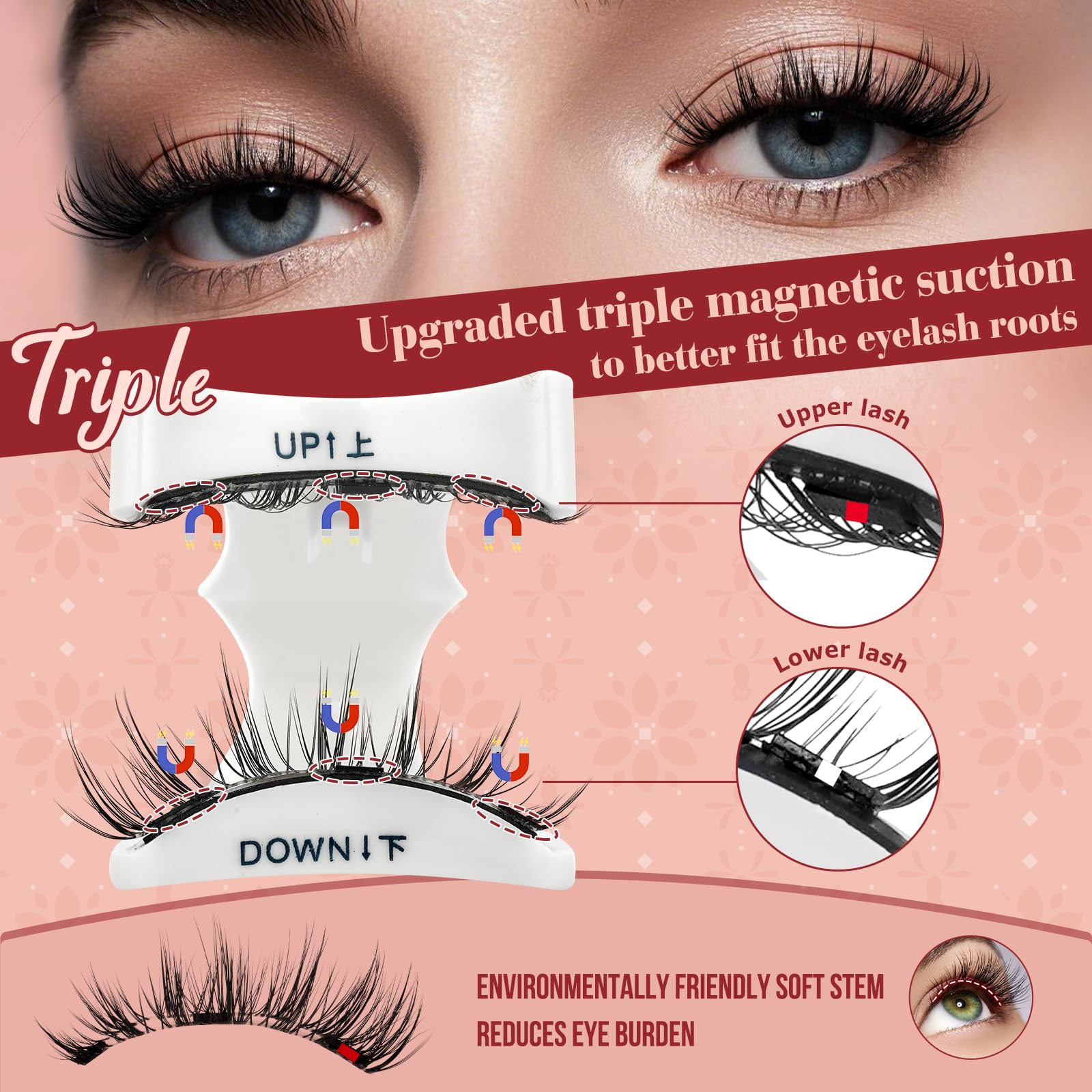Higu clace Magnetic-Eyelashes: 2 Pairs with Applicator, No Glue, Natural Look