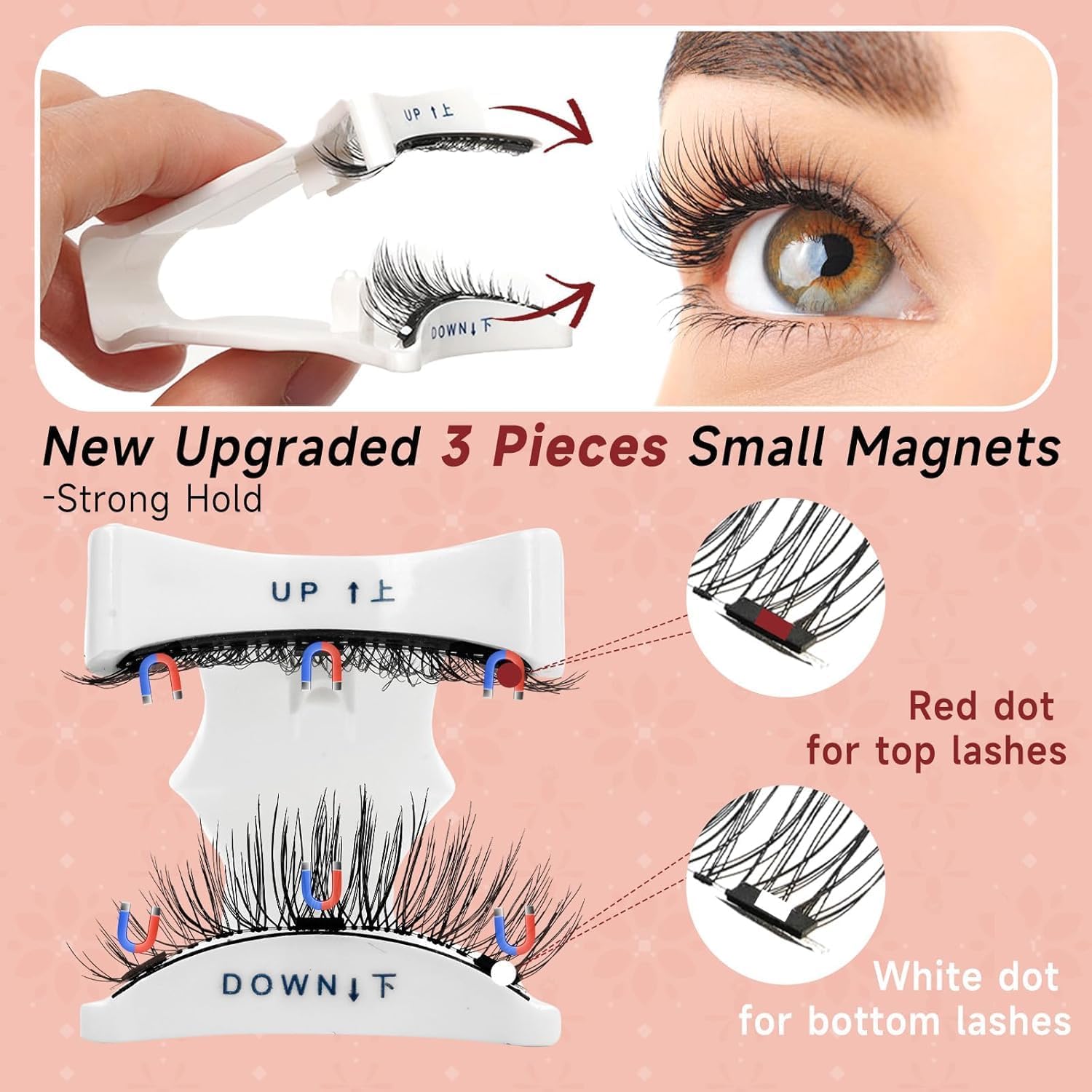 Higu clace Magnetic Eyelashes with Applicator – 2 Pairs, No Glue, Easy Magnetic Lash Kit