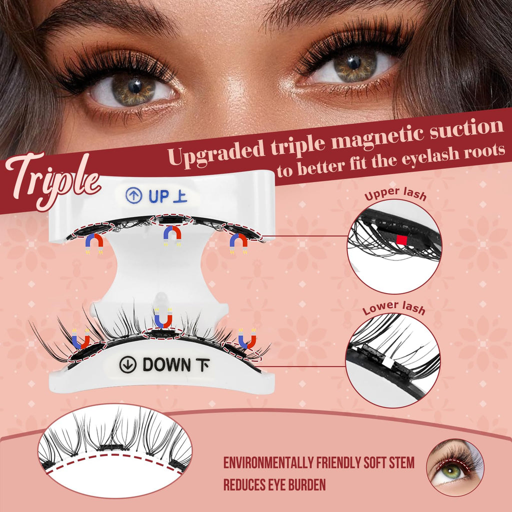 Higu clace Magnetic Eyelashes with Applicator – No Glue Needed, 1 Pair Reusable (XTY-N01)