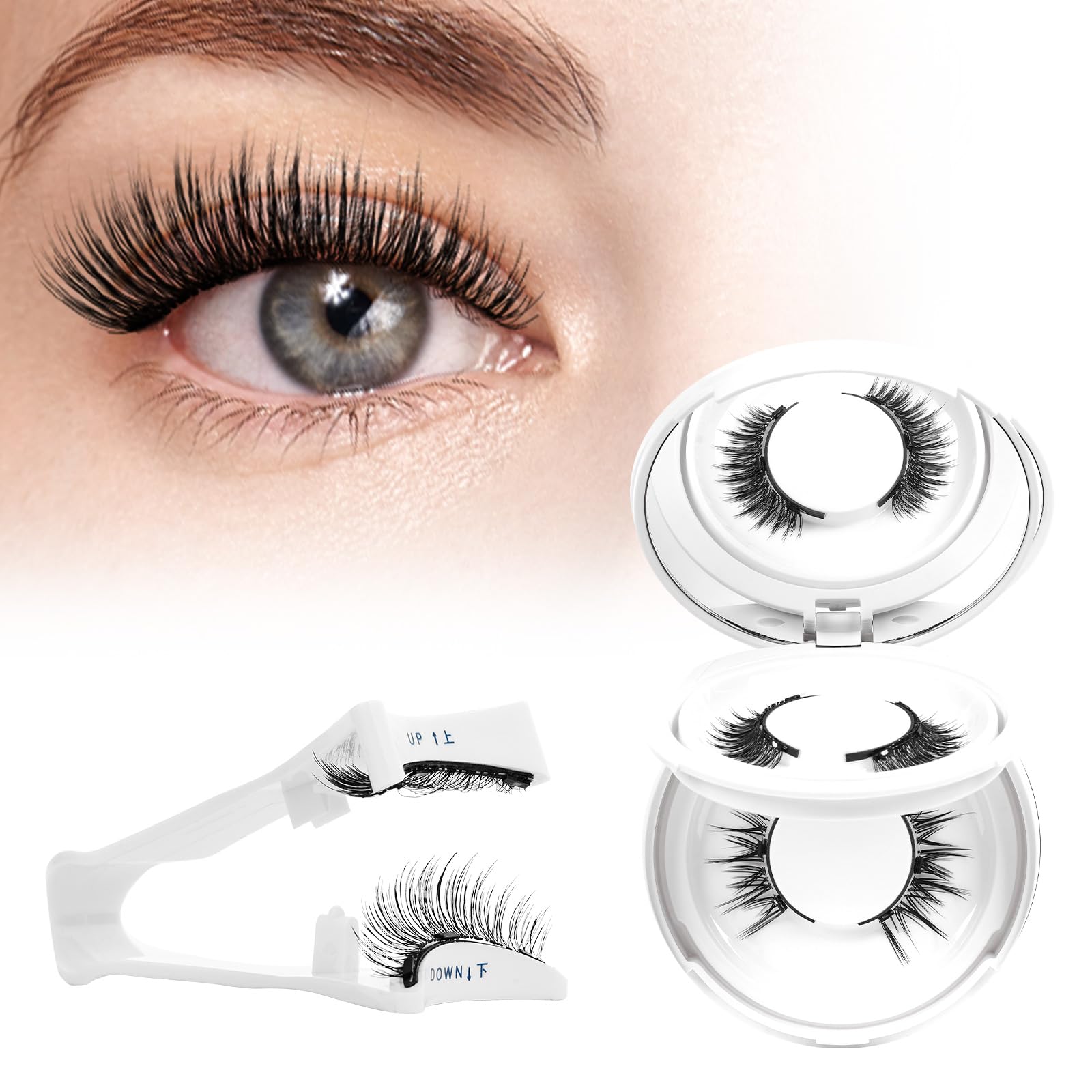Higu clace Magnetic Eyelashes with Applicator – 2 Pairs, No Glue, Easy Magnetic Lash Kit