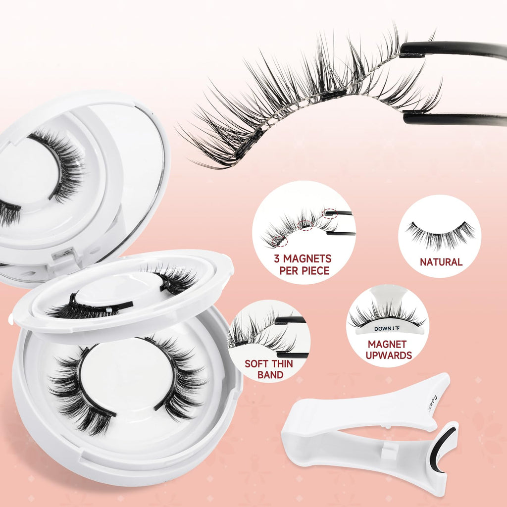 Higu clace Magnetic-Eyelashes: 2 Pairs with Applicator, No Glue, Natural Look