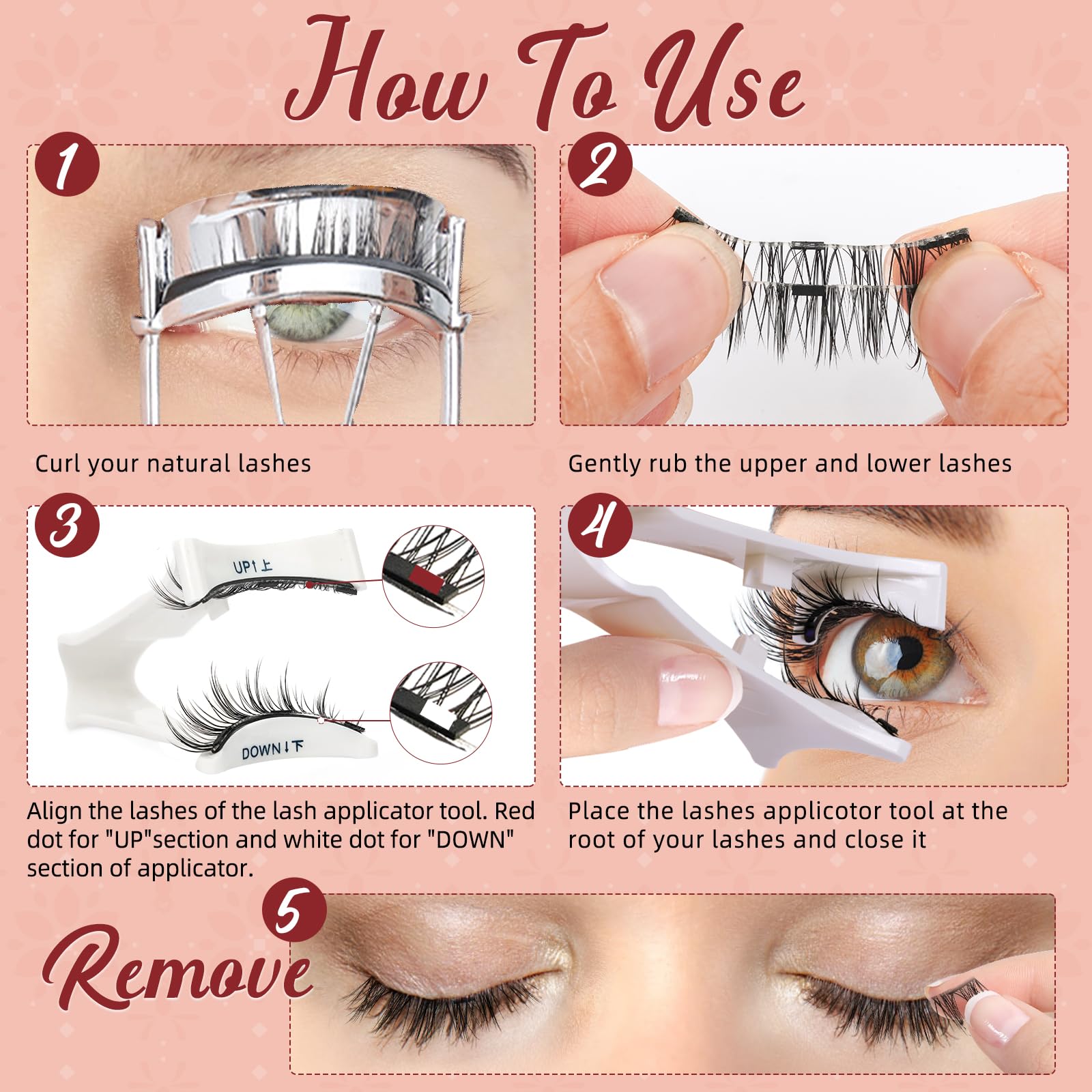 Higu clace Magnetic-Eyelashes: 2 Pairs with Applicator, No Glue, Natural Look