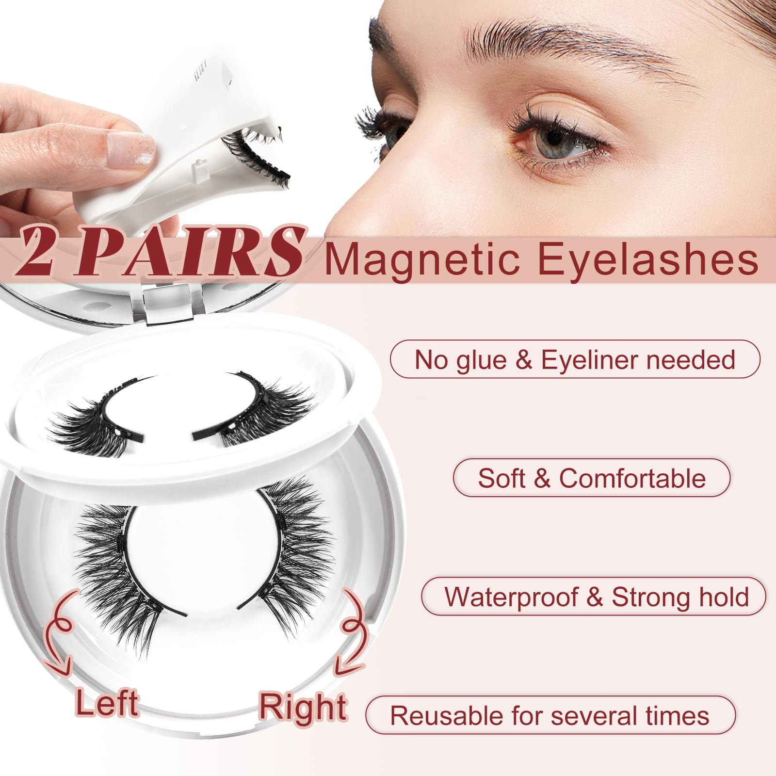 Higu clace Magnetic-Eyelashes with Applicator – 2 Pairs, Natural Look (DJCX-A+C01)
