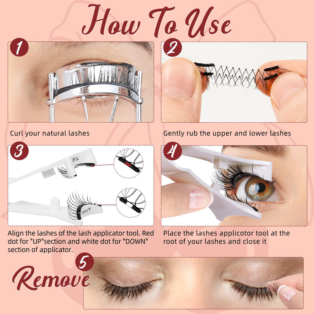 Higu Clace Magnetic Eyelashes with Applicator – 2 Pairs, No Glue Needed, Reusable Magnetic Lashes NZH-A+G