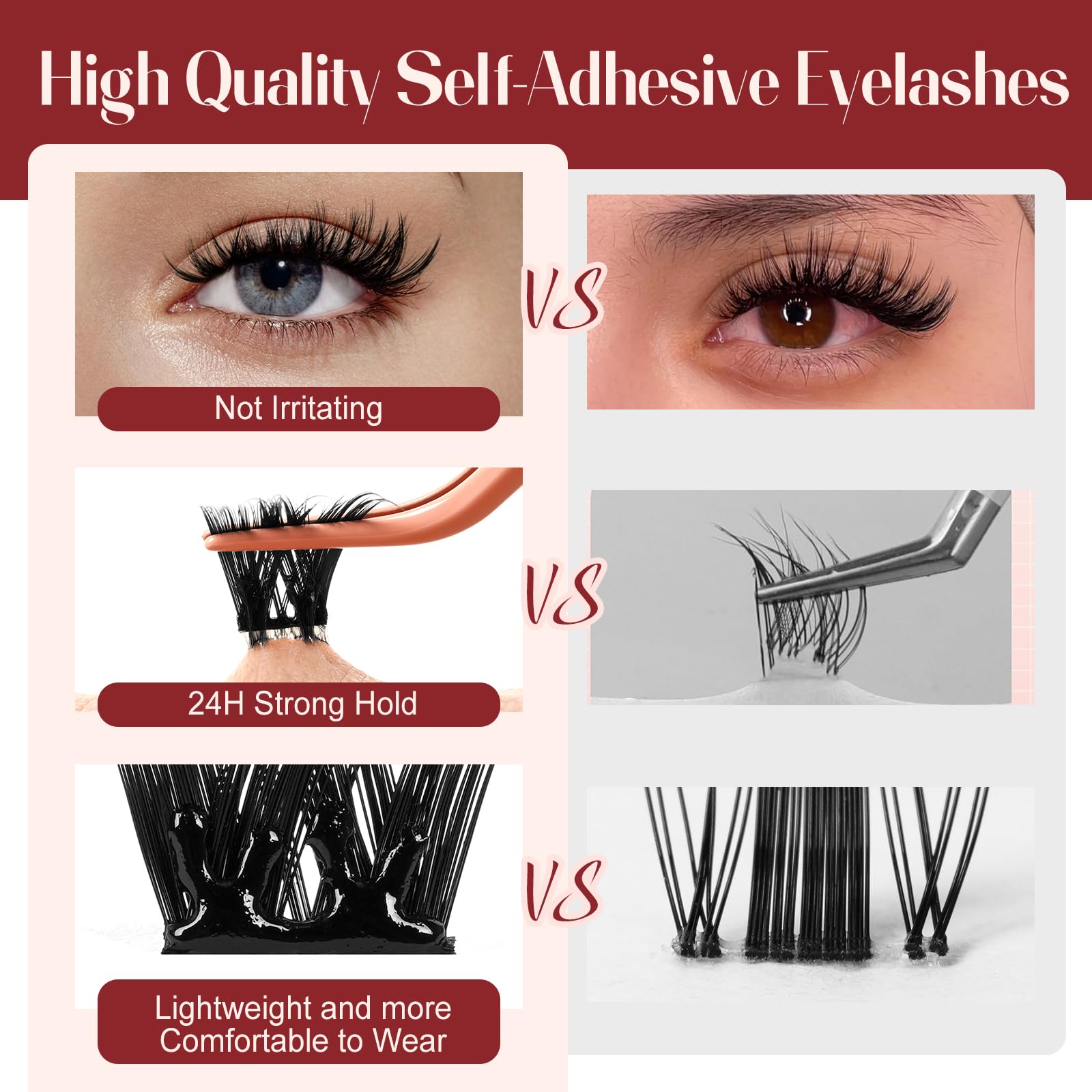 Higu Clace Self-Adhesive Eyelashes Kit – Pre-Glued Clusters 10-16mm