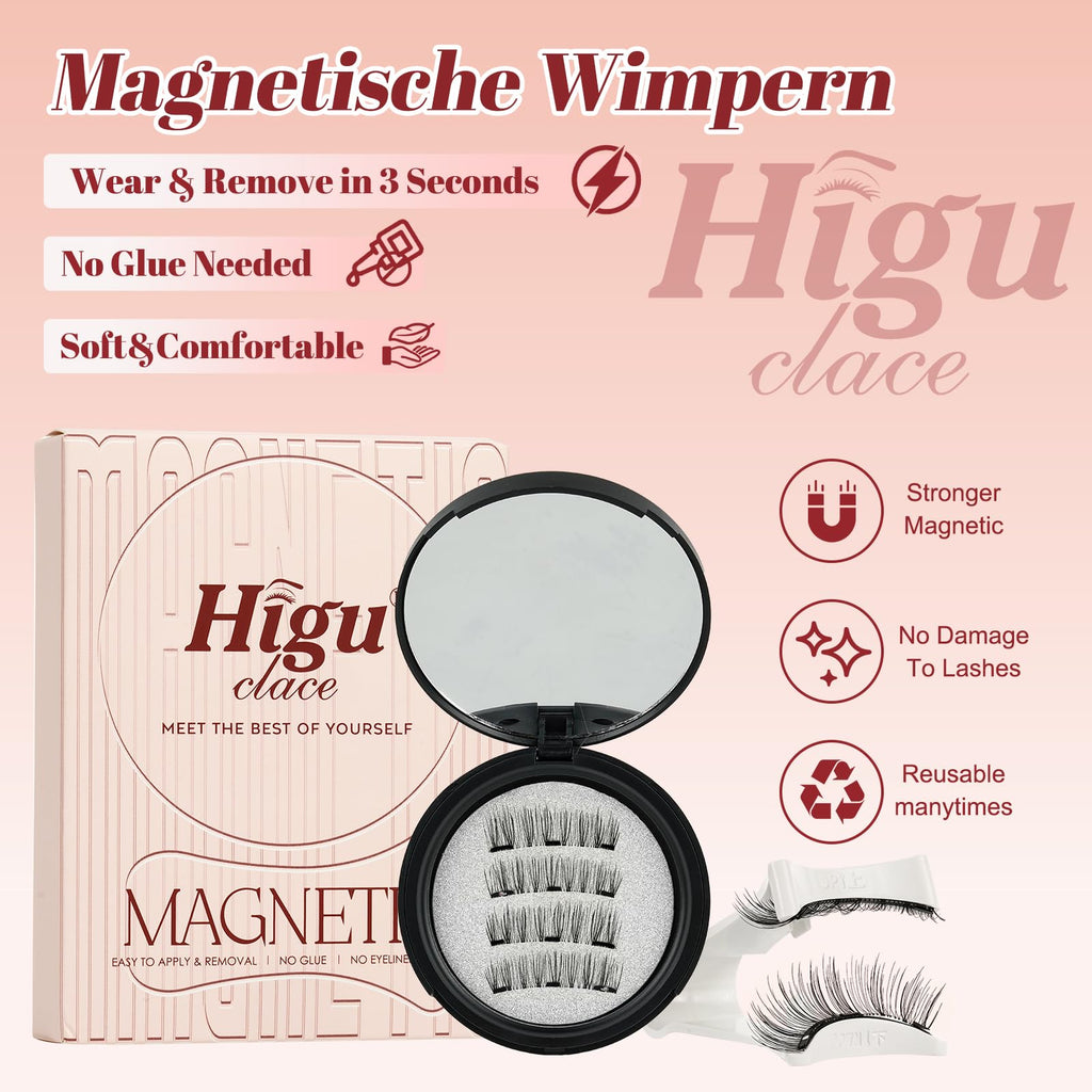 Higu Clace Magnetic Eyelashes – Style B | No Glue Needed, Reusable with Applicator