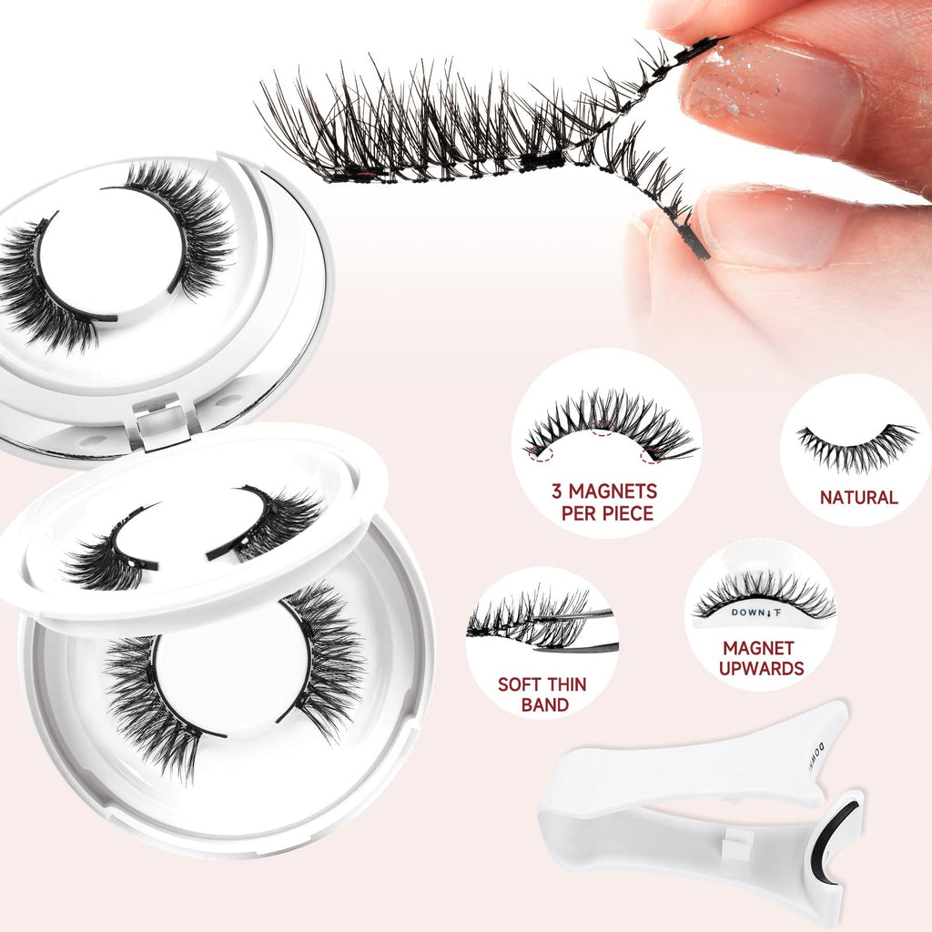 Higu clace Magnetic-Eyelashes with Applicator – 2 Pairs, Natural Look (DJCX-A+C01)