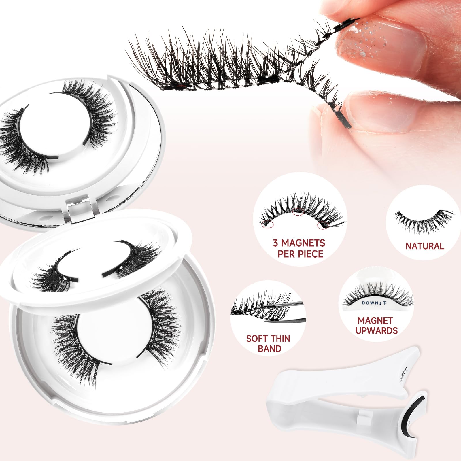 Higu clace Magnetic-Eyelashes with Applicator – 2 Pairs, Natural Look (DJCX-A+C01)