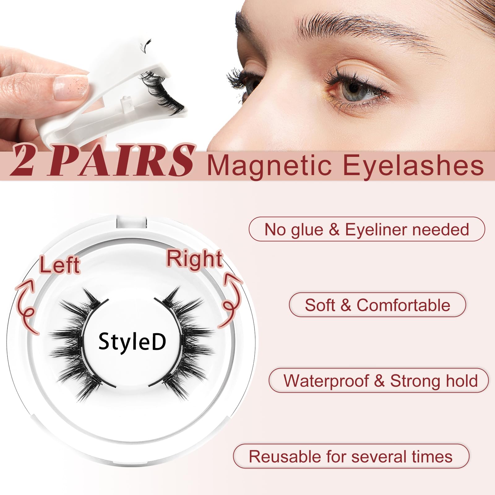 Higu clace Magnetic Eyelashes with Applicator – Natural Look Wispy Lashes (DJCX-D)