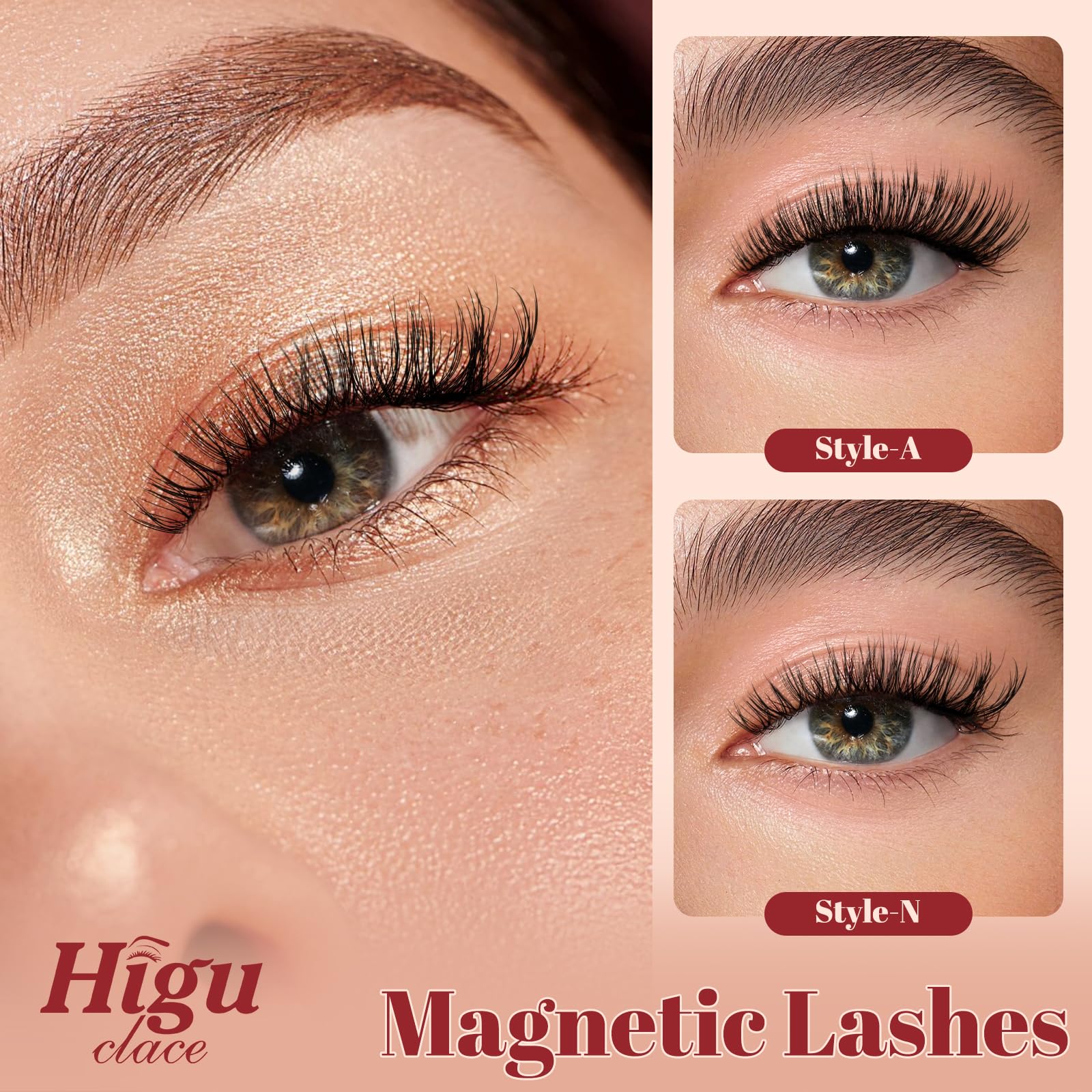 Higu clace Magnetic Eyelashes with Applicator – No Glue Needed, 1 Pair Reusable (XTY-N01)