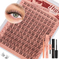 Higu clace Wispy Lash Clusters Kit – 120 Pcs Natural Lashes, Bond & Seal, Clear Band