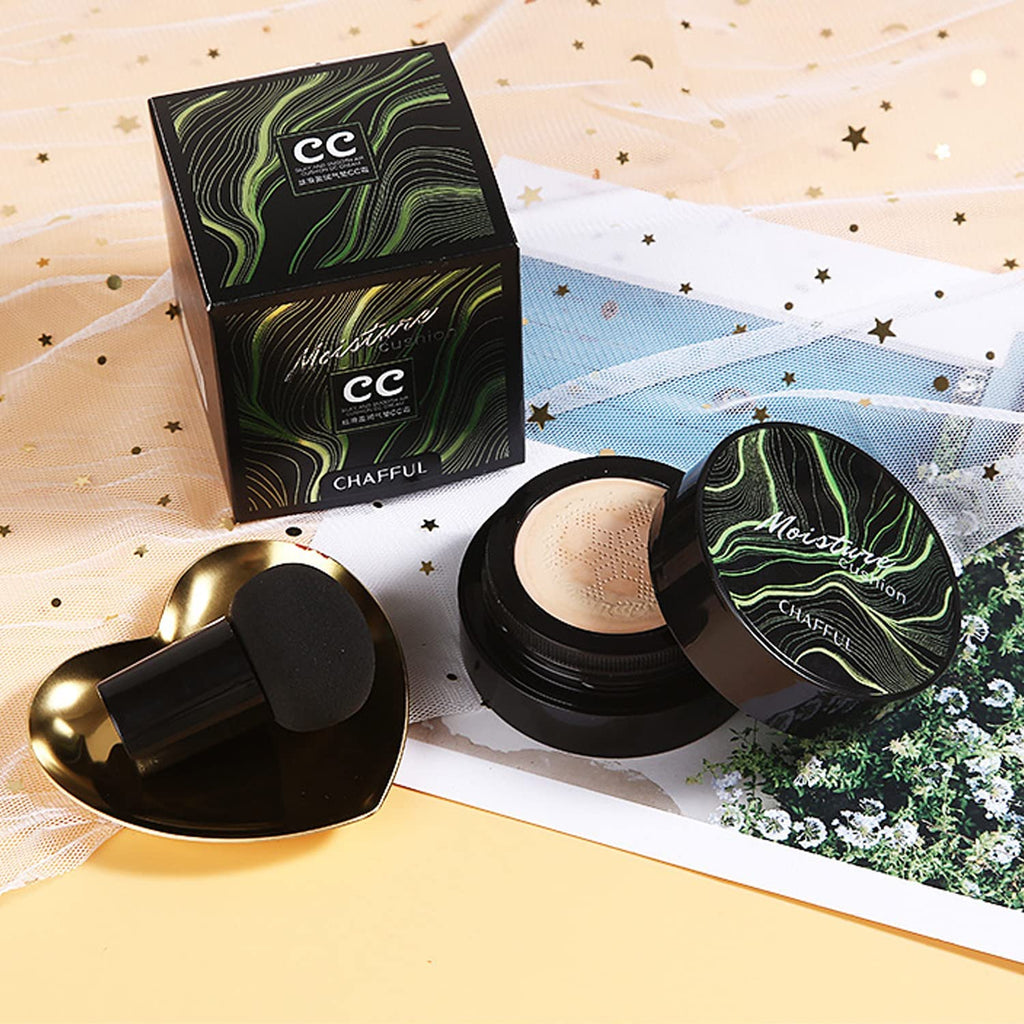 Hilareco Air Cushion CC Cream – PHOERA CC+ Cream SPF25, Hydrating Serum, Primer & Kabuki Brush Set