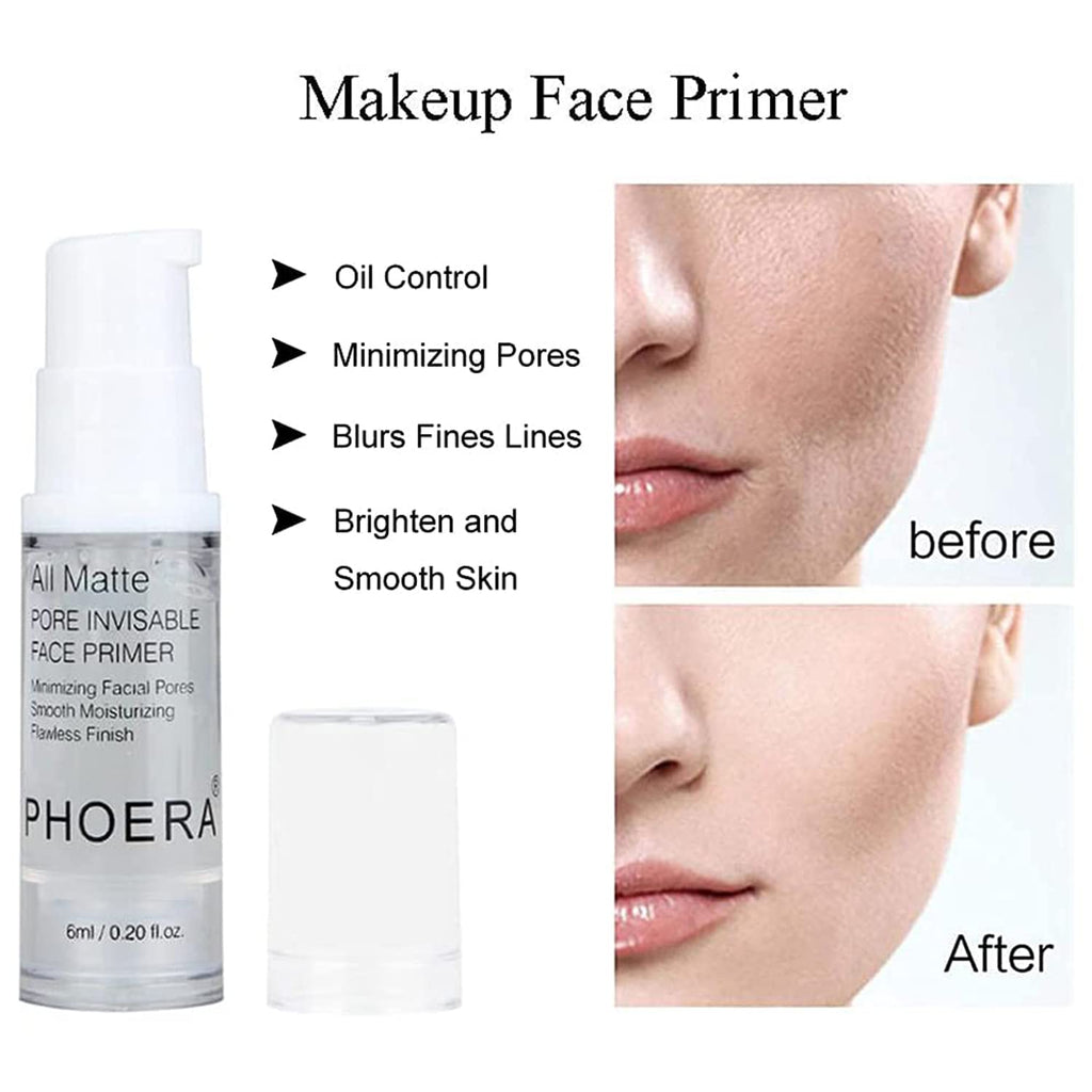 Hilareco Air Cushion CC Cream – PHOERA CC+ Cream SPF25, Hydrating Serum, Primer & Kabuki Brush Set