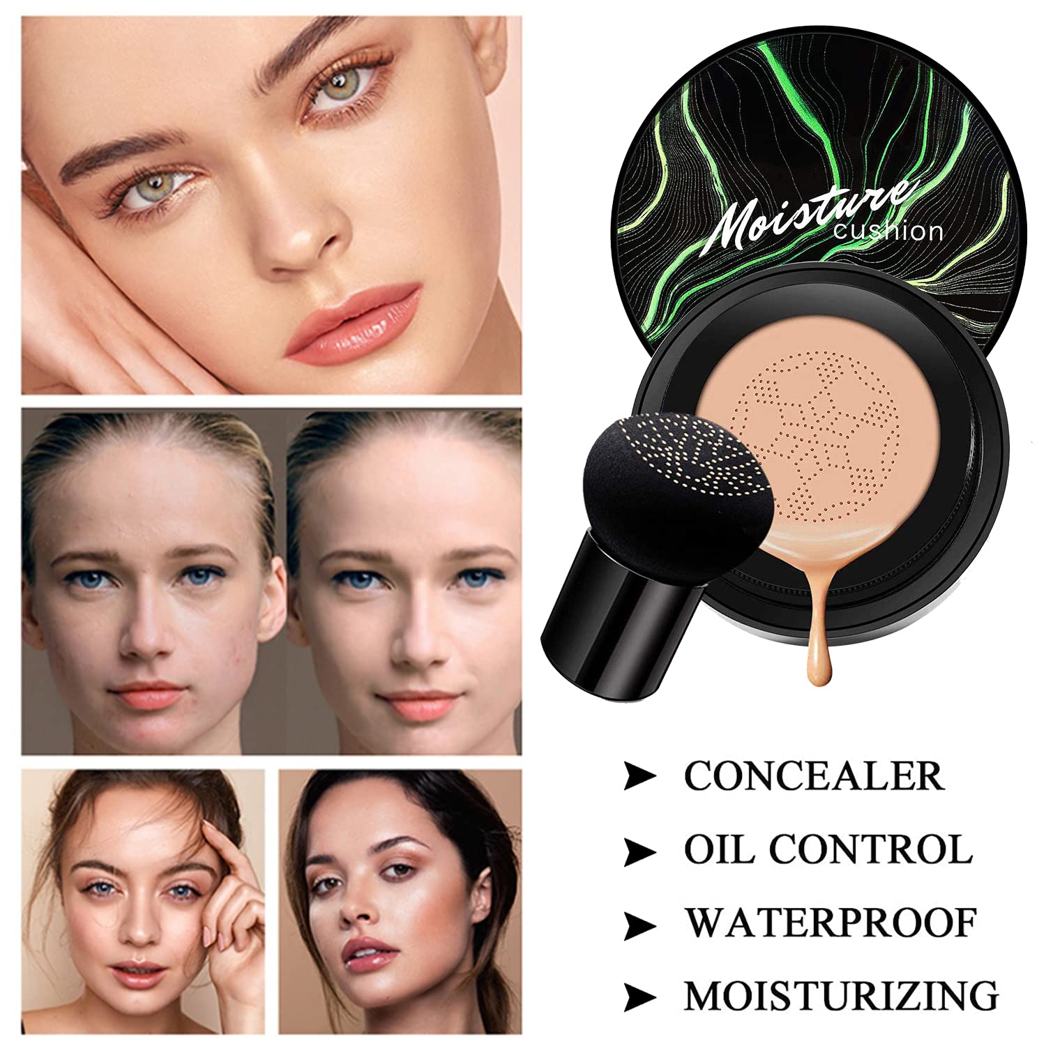 Hilareco Mushroom Head Air Cushion CC Cream + Phoera Powder Set Buff Beige #04