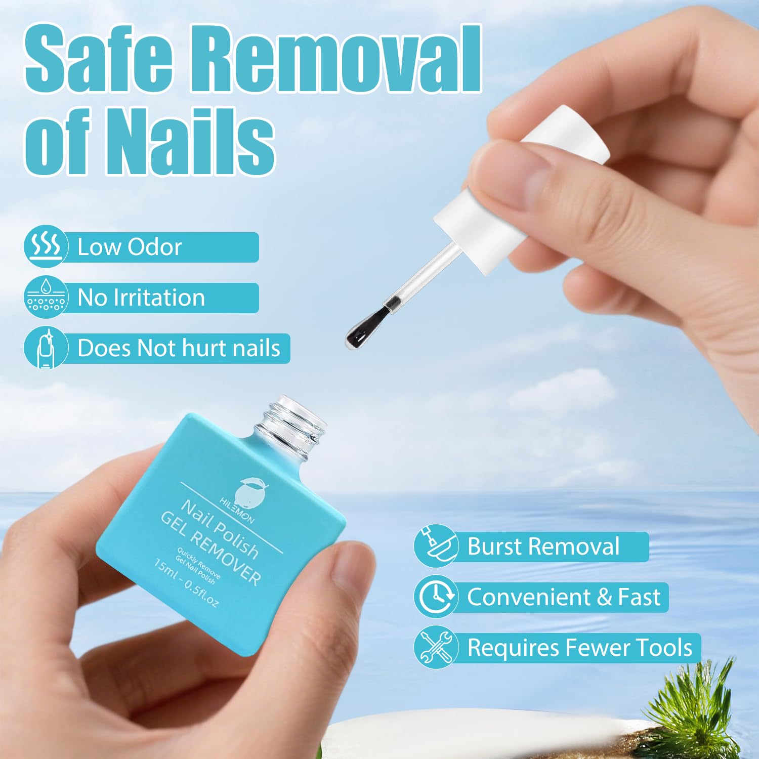 HiLemon Quick Gel Remover – Fast Gel Polish Removal in 3 Minutes, 6 x 15ml