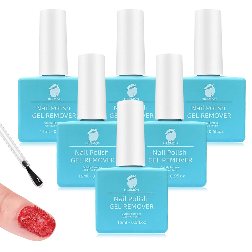 HiLemon Quick Gel Remover – Fast Gel Polish Removal in 3 Minutes, 6 x 15ml