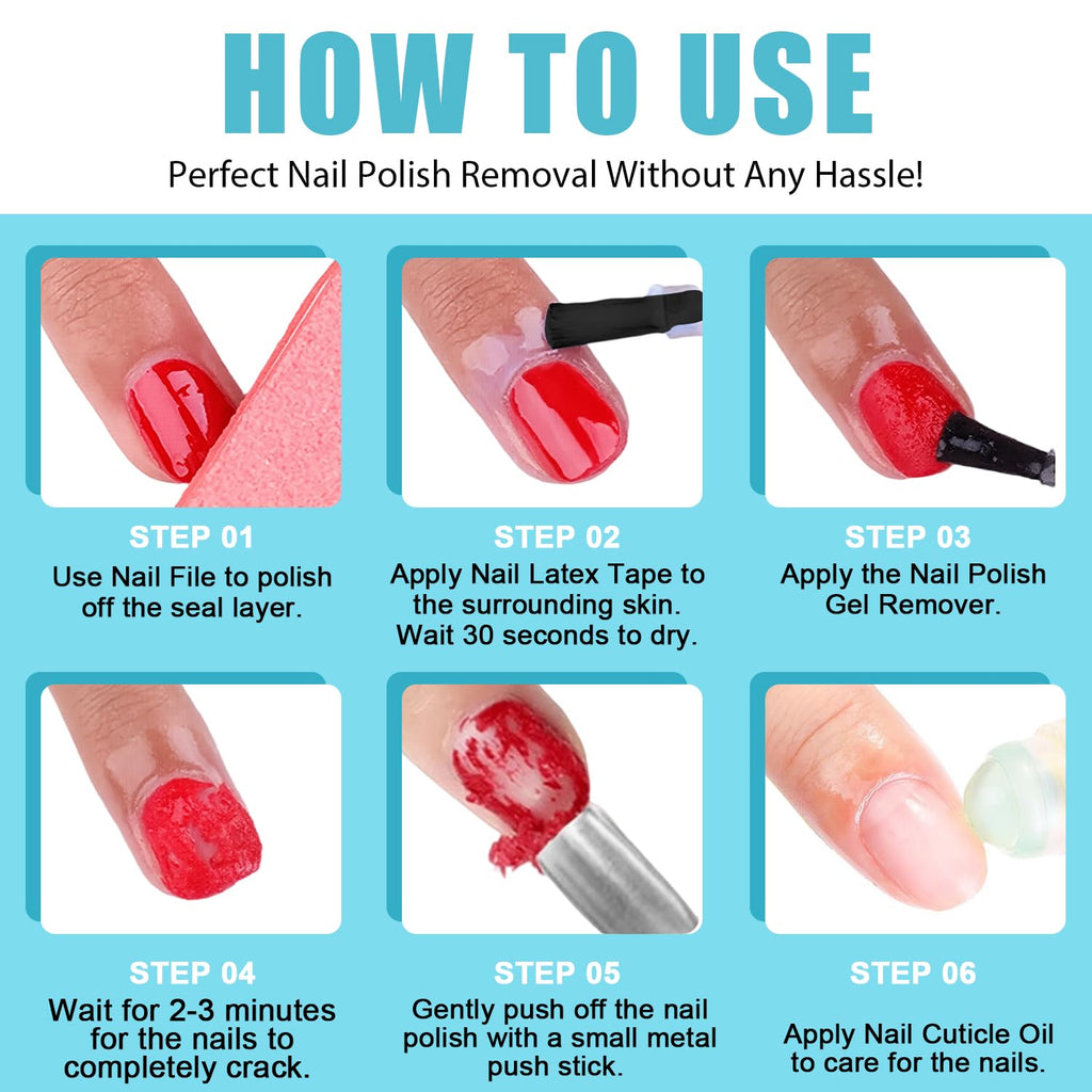 HiLemon Quick Gel Remover – Fast Gel Polish Removal in 3 Minutes, 6 x 15ml