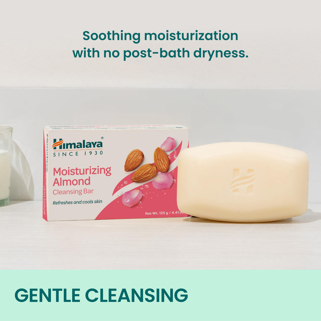 Himalaya Moisturizing Almond Cleansing Bar (4.41 oz) – Face & Body Soap, 12 Pack