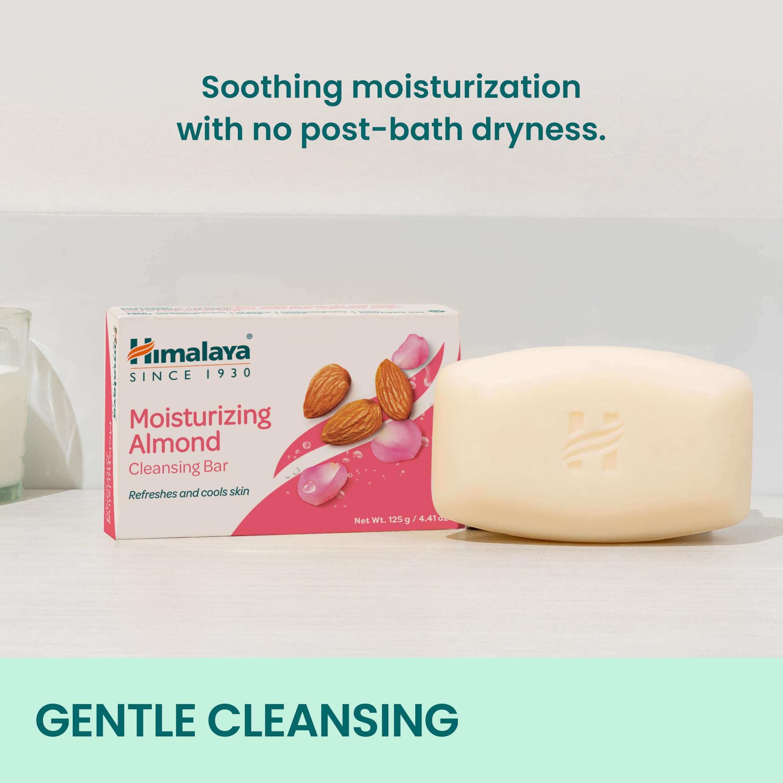 Himalaya Moisturizing Almond Cleansing Bar (4.41 oz) – Face & Body Soap, 12 Pack