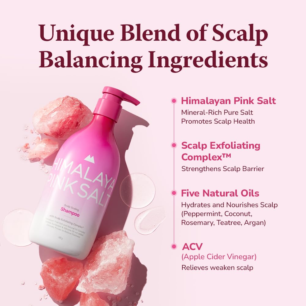 HIMALAYA PINKSALT Scalp Scaling Shampoo — Clarifying Exfoliator with AHA, PHA, ACV, 21.1oz | Silicone-Free, Sulfate-Free