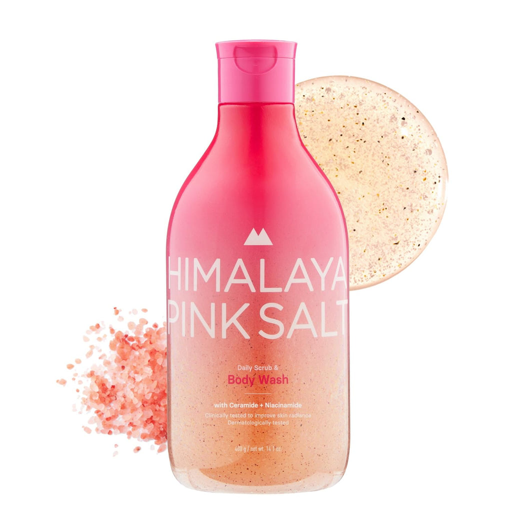 HIMALAYA PINKSALT Daily Scrub & Body Wash – Exfoliating Salt Scrub with Dead Sea Salt, Hyaluronic Acid & Retinol
