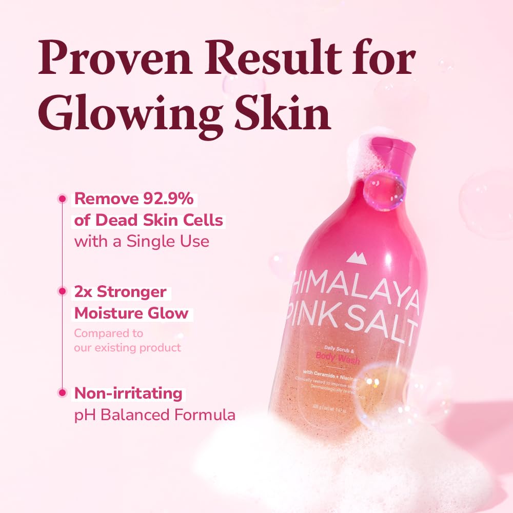 HIMALAYA PINKSALT Daily Scrub & Body Wash – Exfoliating Salt Scrub with Dead Sea Salt, Hyaluronic Acid & Retinol