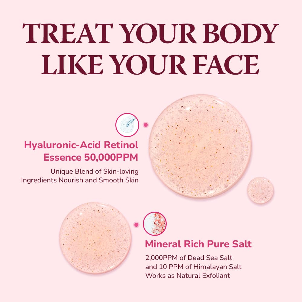 Himalaya PinkSalt Daily Scrub & Body Wash – Exfoliating Salt Scrub with Dead Sea Salt, Hyaluronic Acid & Retinol (21.1oz)