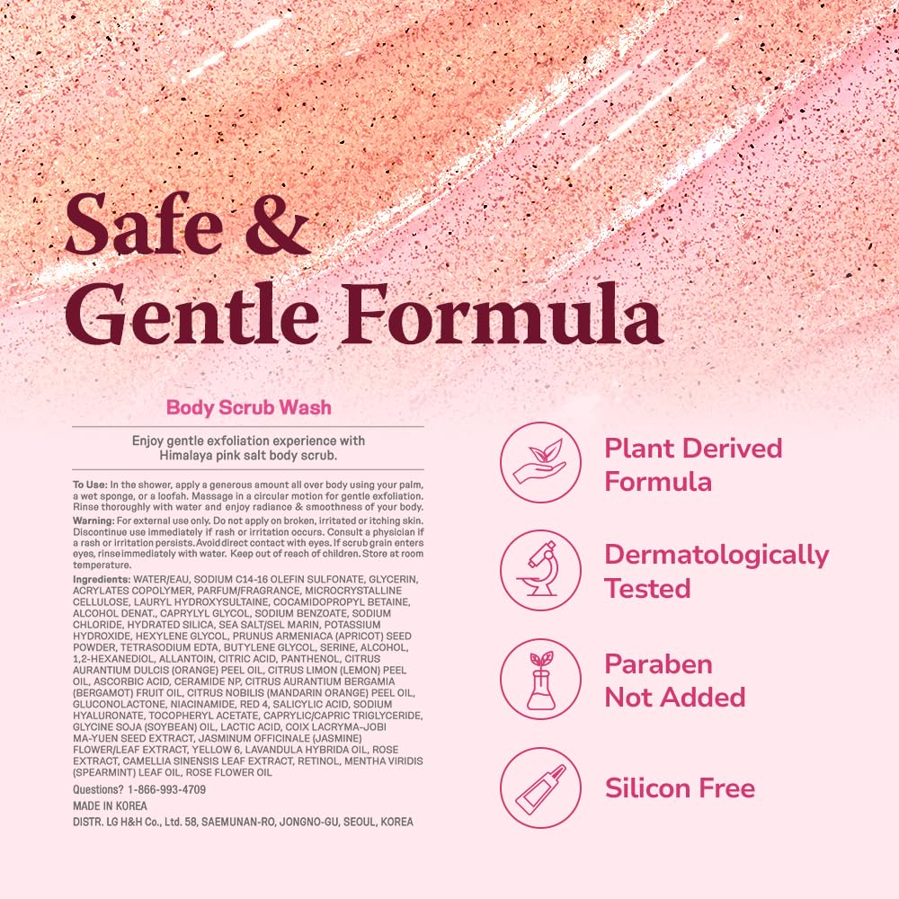 Himalaya PinkSalt Daily Scrub & Body Wash – Exfoliating Salt Scrub with Dead Sea Salt, Hyaluronic Acid & Retinol (21.1oz)