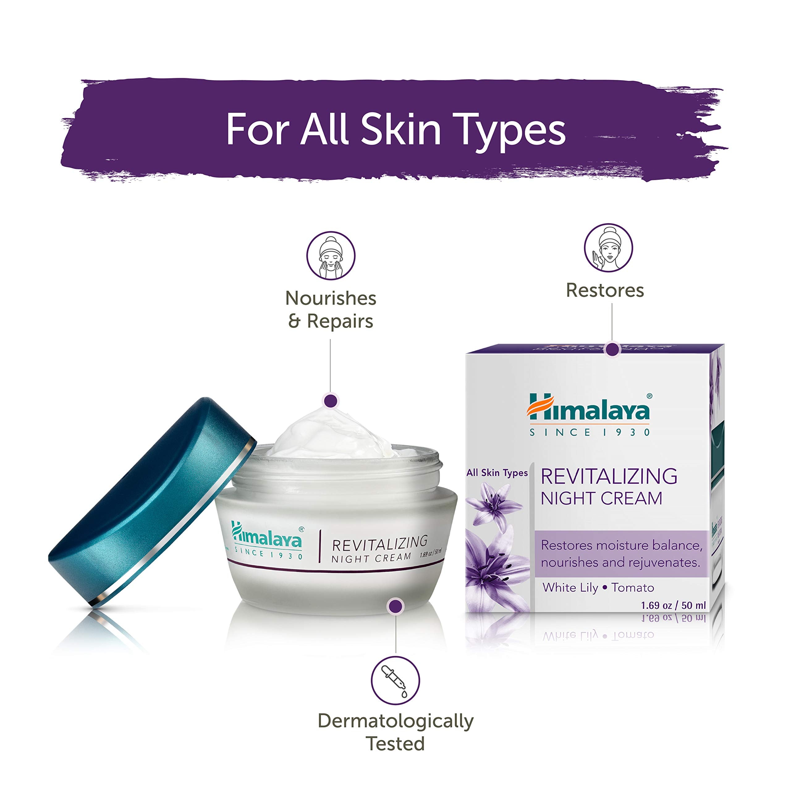 Himalaya Revitalizing Night Cream for Damaged & Aging Skin – 2 x 1.69 oz Overnight Deep Moisturizing Treatment