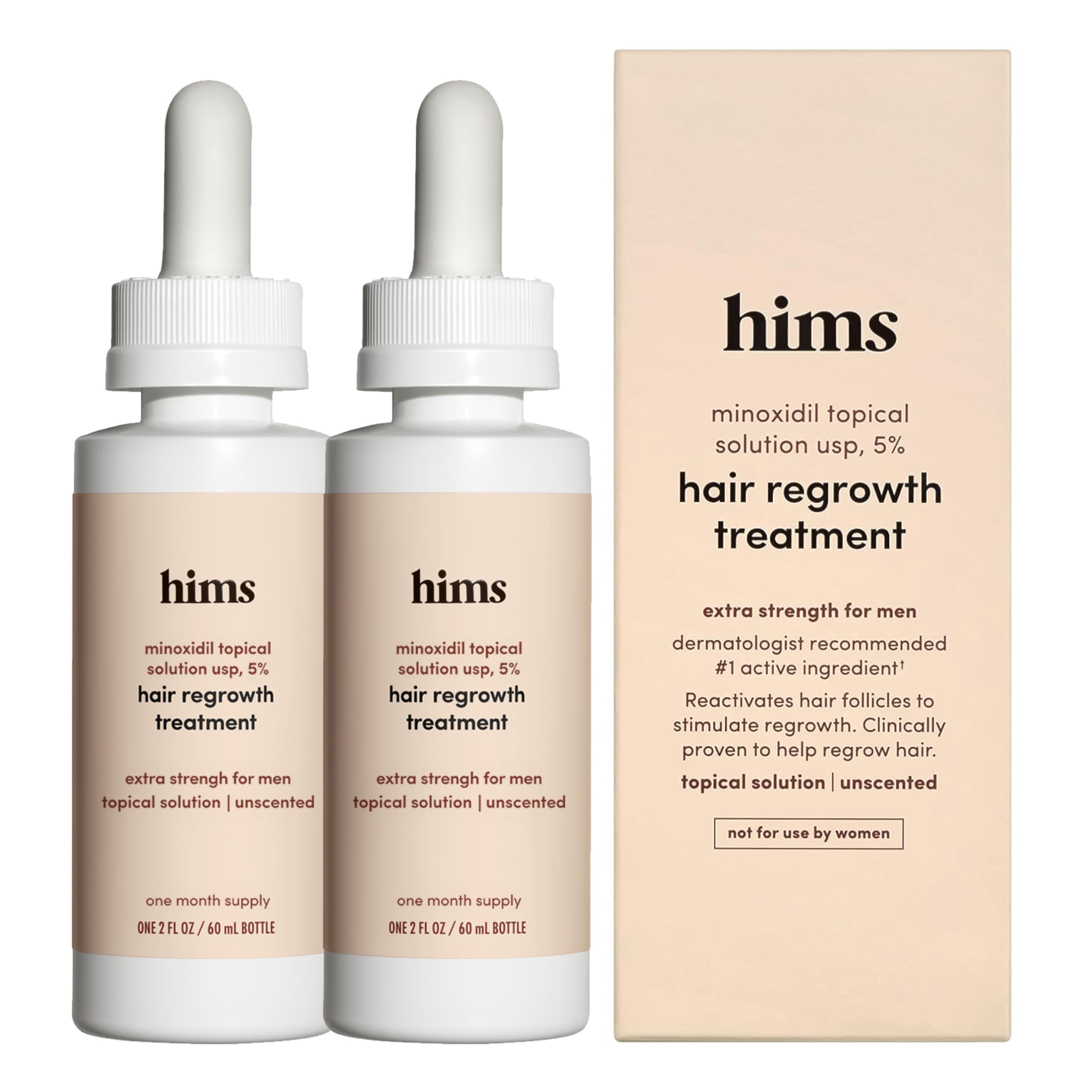 hims Hair Regrowth Treatment - 5% Minoxidil for Men | Extra Strength, Non-Greasy, Unscented (2 Pack) | Hims & Hers
