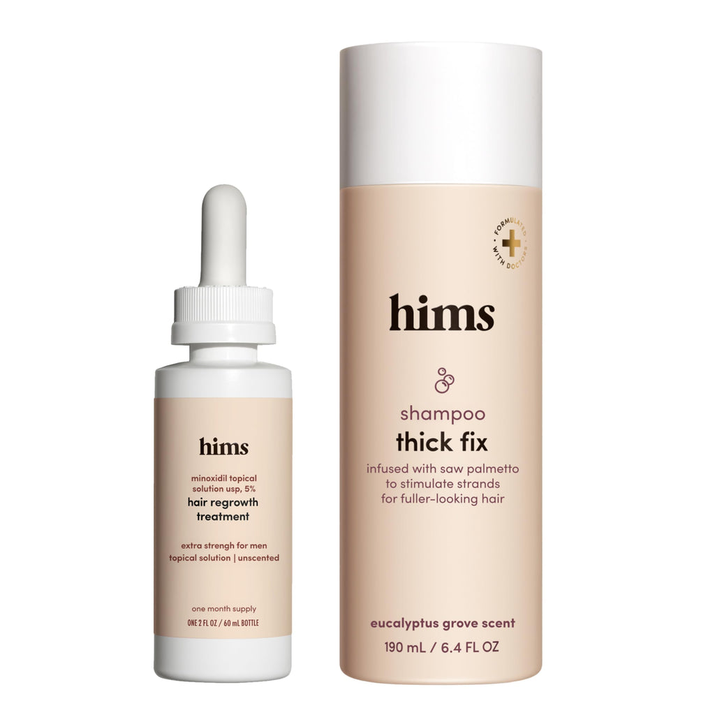 Hims Thick Fix Hair Thickening Shampoo & 5% Minoxidil Serum Set for Men | Color-Safe, Moisturizing Duo