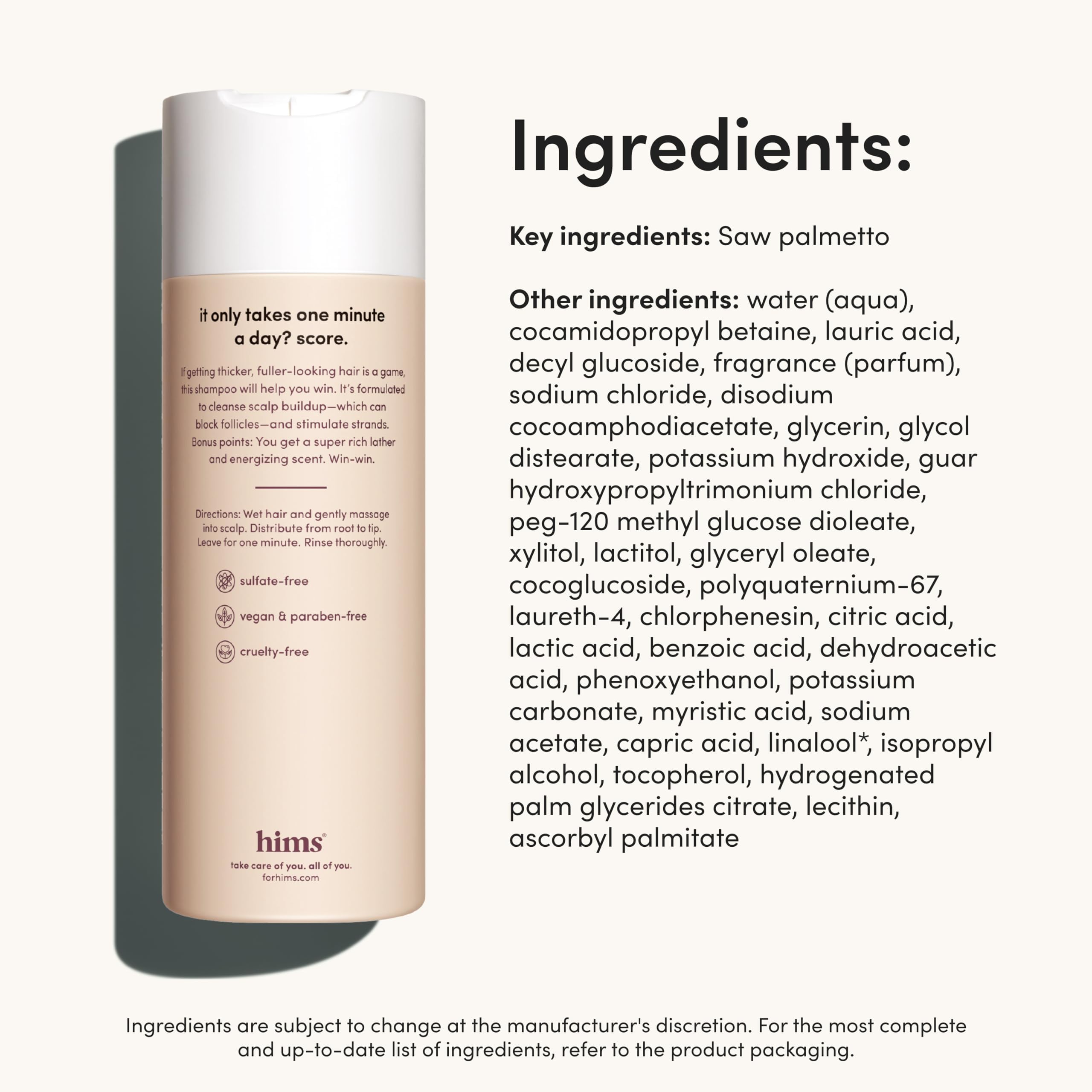 hims Thick Fix Shampoo – Saw Palmetto for Fuller-Looking Hair, Vegan & Sulfate-Free (2x6.4oz) | Hims & Hers