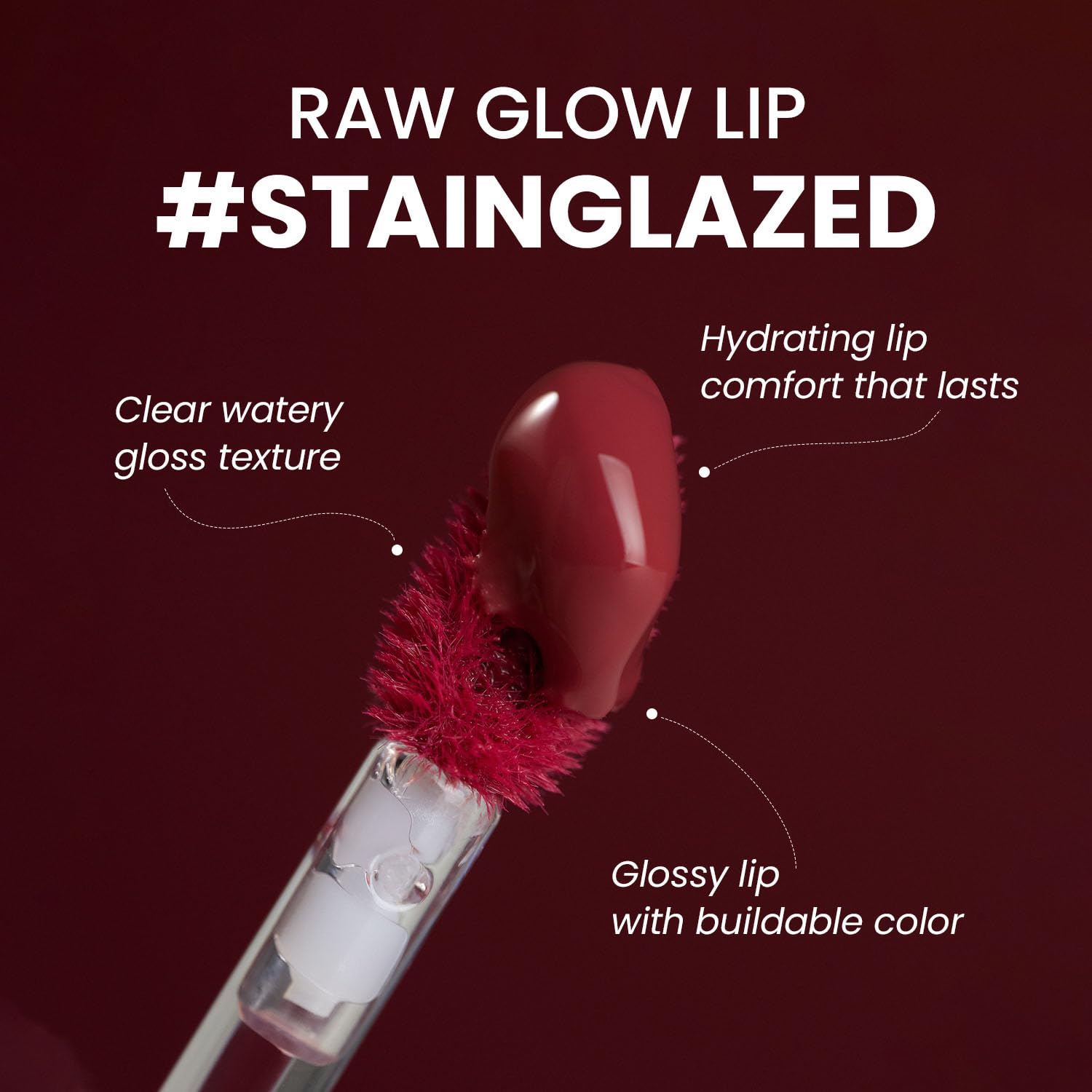 HINCE Raw Glow Lip Tint - StainGlazed Gloss, Non-Sticky & Long-Wearing (Bare 01, 0.13 fl oz)