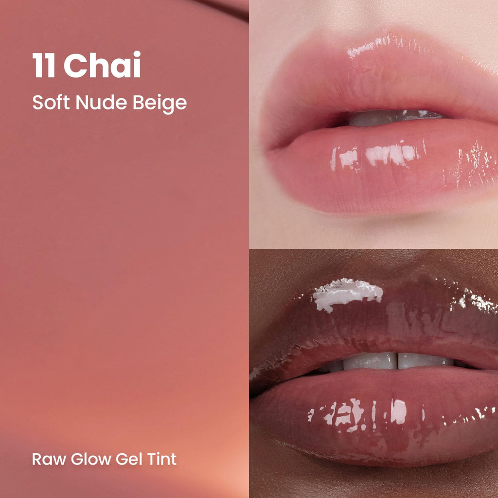 HINCE Raw Glow Lip Tint - StainGlazed Gloss, Hydrating, Non-Sticky, Vegan 0.13 fl oz (CHAI, 11)