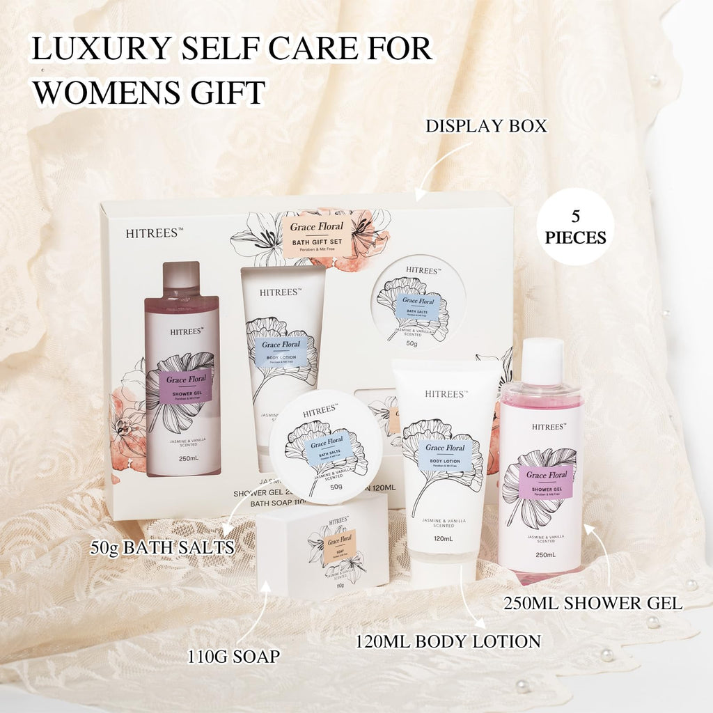 Hitrees Spa Gift Basket for Women & Men | Travel-Size Skincare & Bath Set