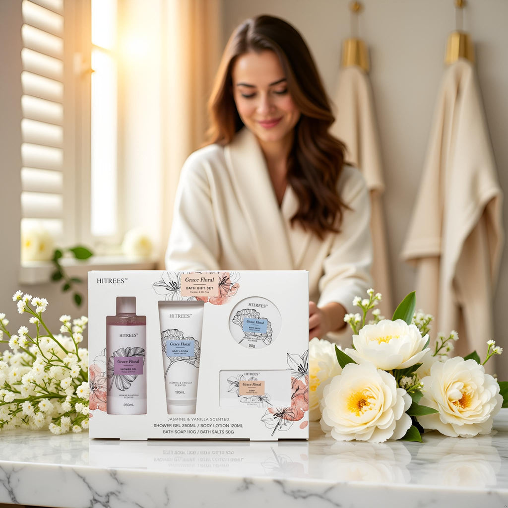 Hitrees Spa Gift Basket for Women & Men | Travel-Size Skincare & Bath Set