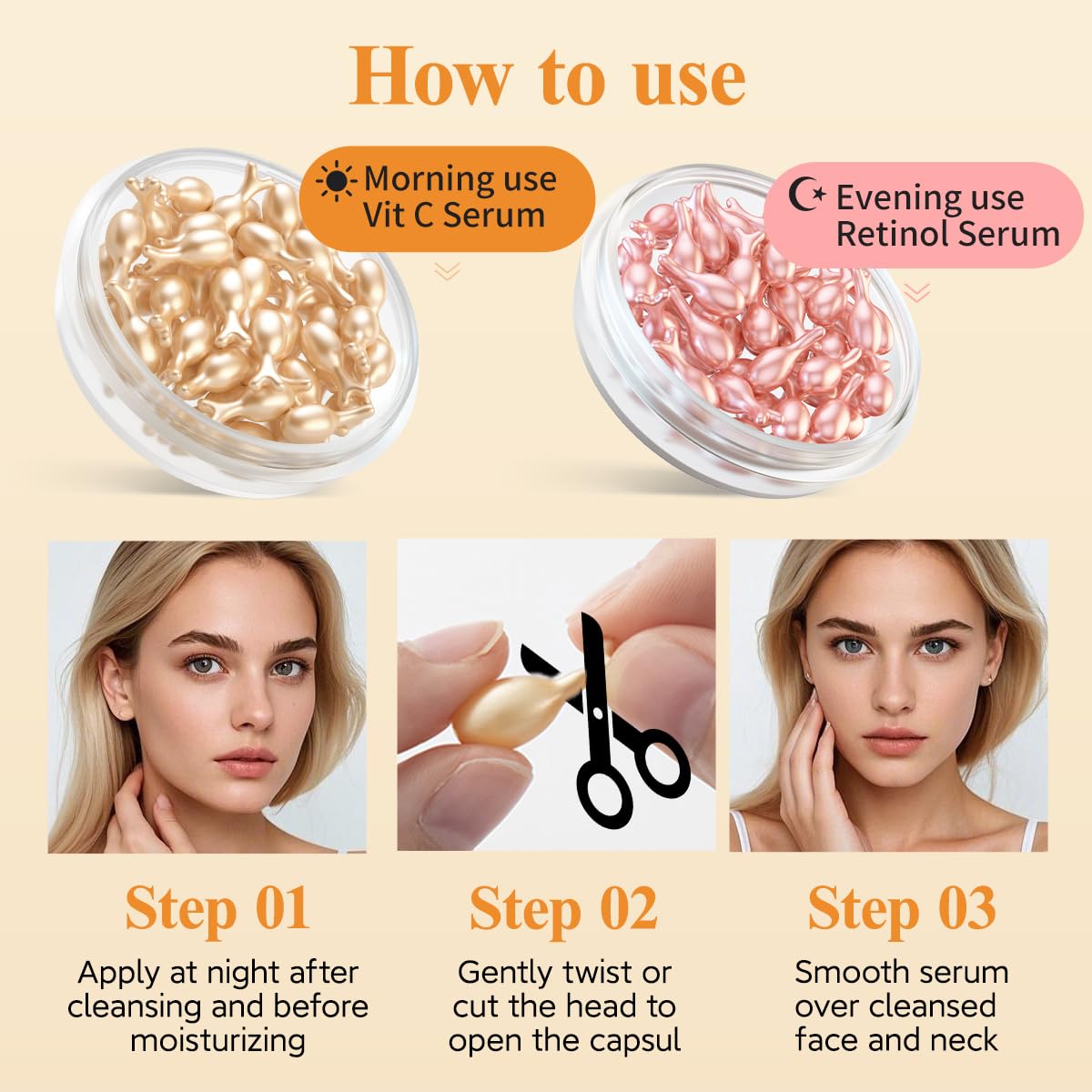 HKH Vitamin C & Retinol Serum for Face – Day & Night Capsule Skincare