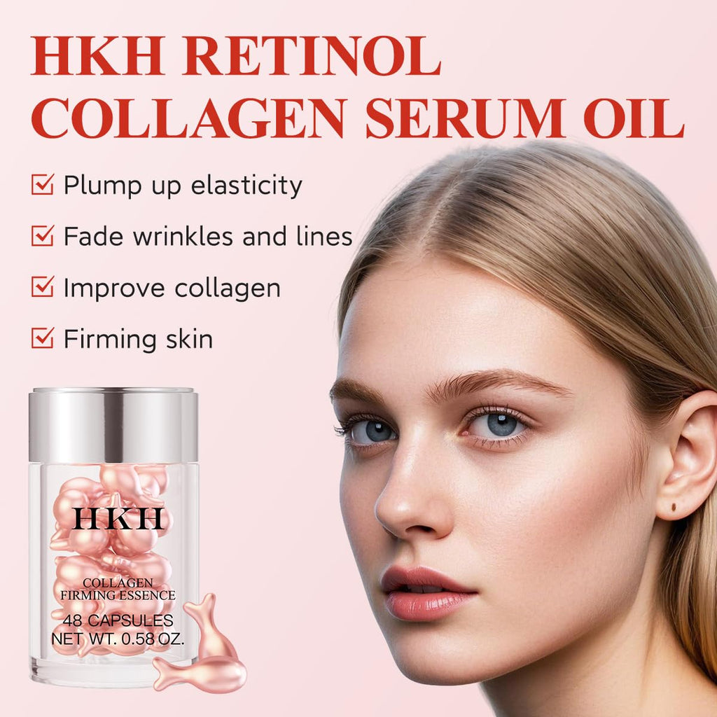 HKH Retinol Face Serum Oil – Anti-Aging Night Serum with Vitamin E, 48 Capsules, Non-Greasy & Travel‑Friendly