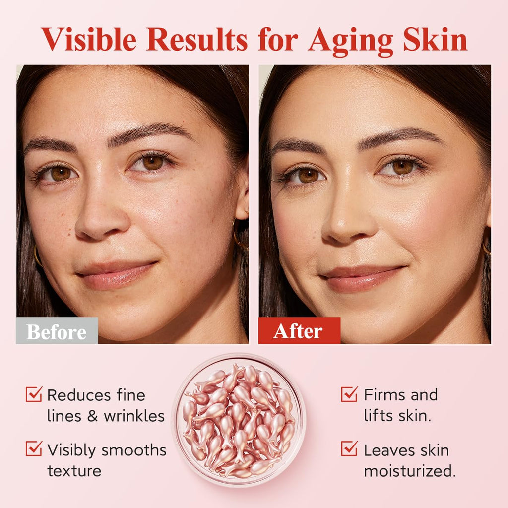 HKH Retinol Serum Capsules for Face – Anti-Aging with Vitamin A, C & E | Travel-Friendly (38+38 ct)