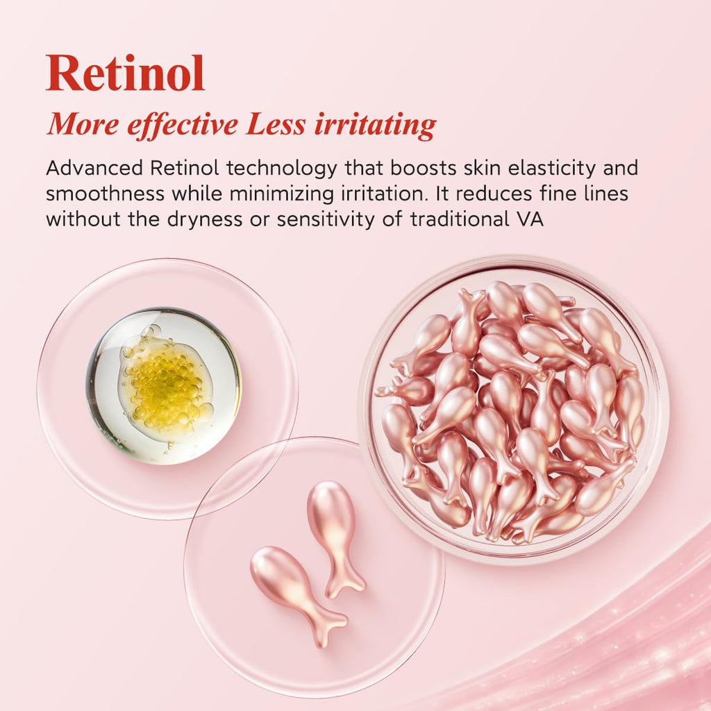 HKH Retinol Serum Capsules for Face – Anti-Aging with Vitamin A, C & E | Travel-Friendly (38+38 ct)