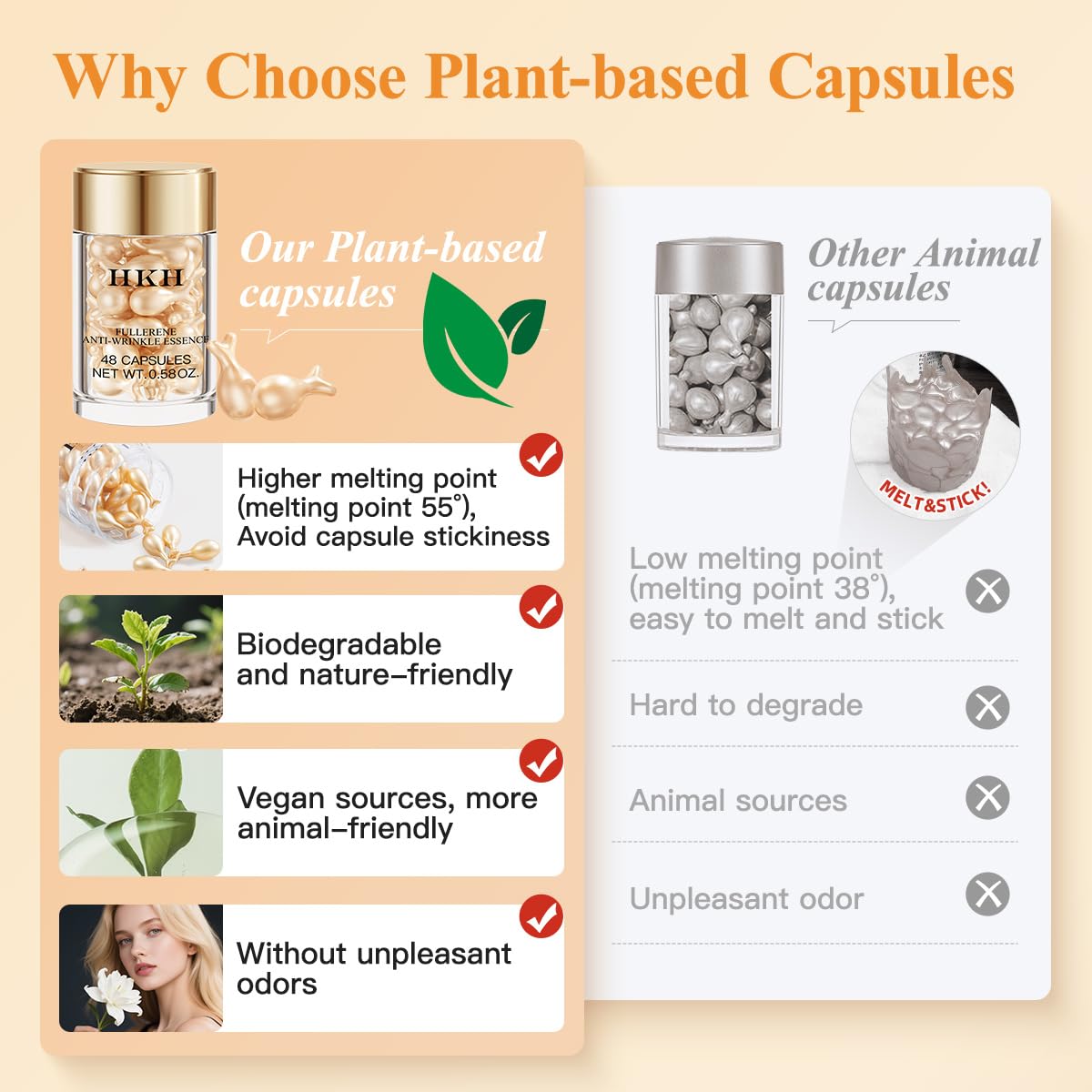 HKH Vitamin C Serum Oil with Vitamin E – Travel-Friendly 48 Capsules