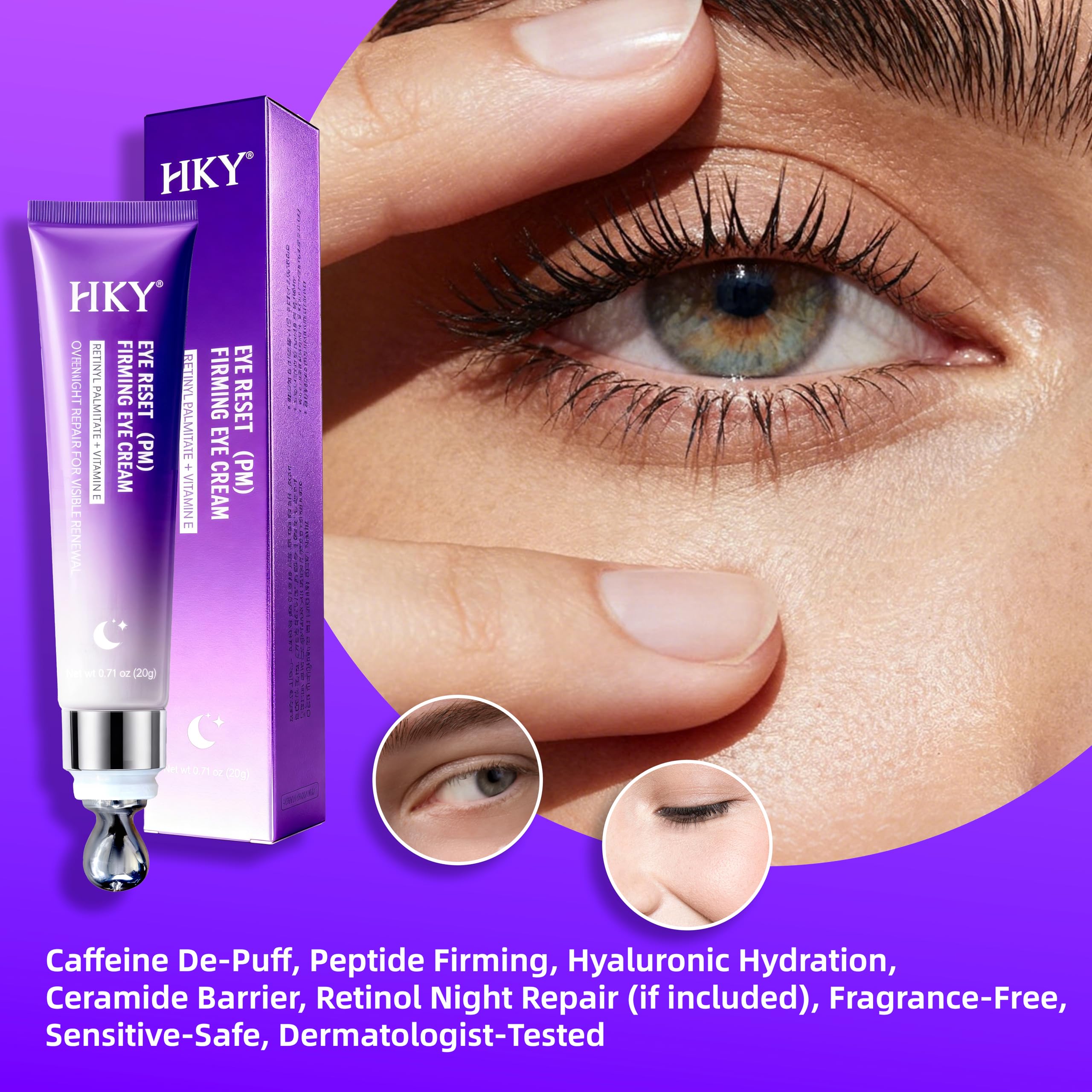 HKY Eye Cream – Overnight Firming for Dark Circles, Puffiness & Wrinkles