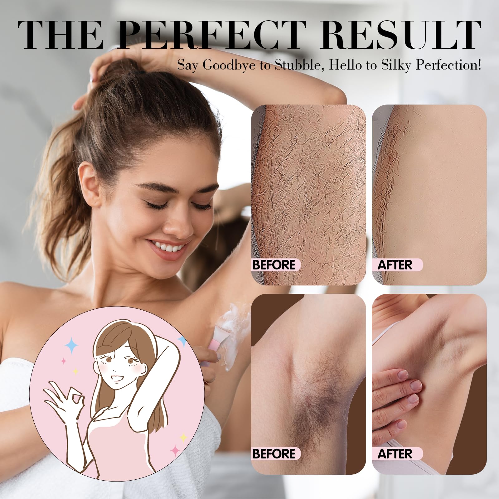 Hair Removal Cream for Legs, Arms & Underarms – Painless Depilatory Cream with Floral Vanilla Scent | HNMTWQ