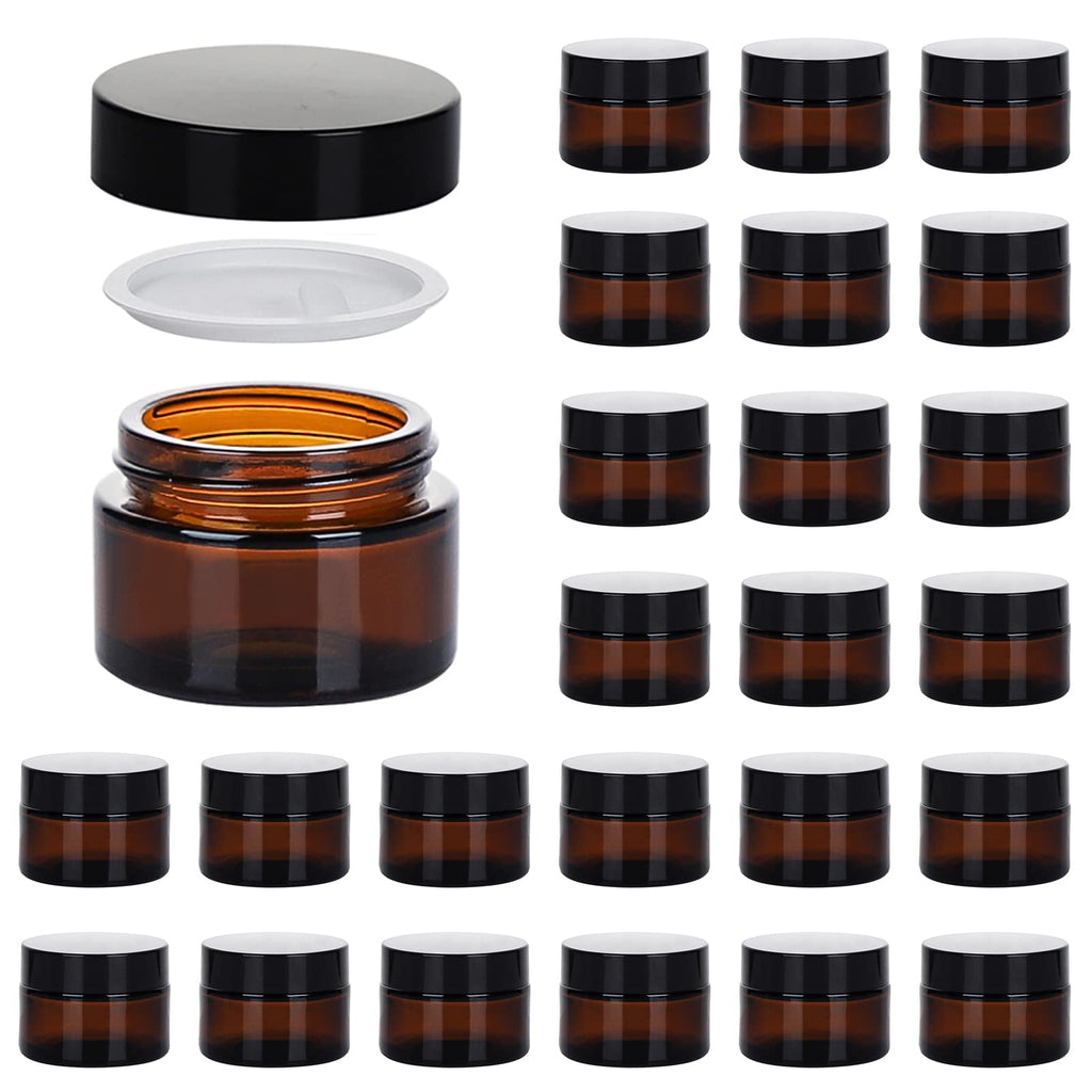 11 Hoa Kinh 1oz Amber Glass Jars with Lids – 30 Pack Travel-Ready Cosmetic Containers