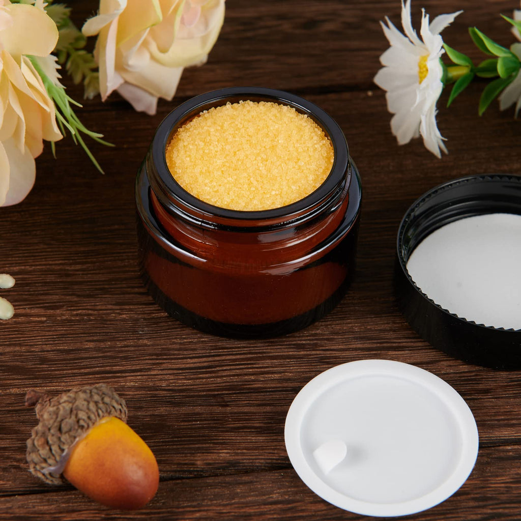 11 Hoa Kinh 1oz Amber Glass Jars with Lids – 30 Pack Travel-Ready Cosmetic Containers