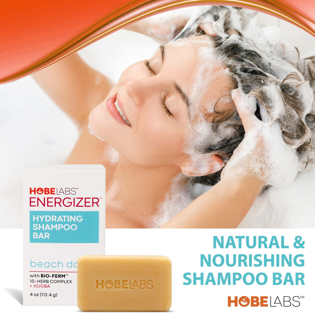 Hobe Labs Beach Day Hydrating Shampoo Bar | Cleanse, Nourish & Strengthen Hair with Bio-Ferm Herbal Complex