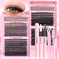Holipet Lash Clusters Kit – 64 Top & 12 Bottom Eyelashes, Wispy Natural Volume (10-16mm, 40D-100D) with Bond & Seal – 2 Pack